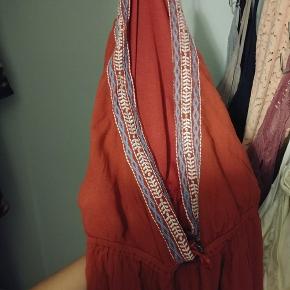 Lulu's Tidewater Rust Red Embroidered Romper - Picture 4 of 4